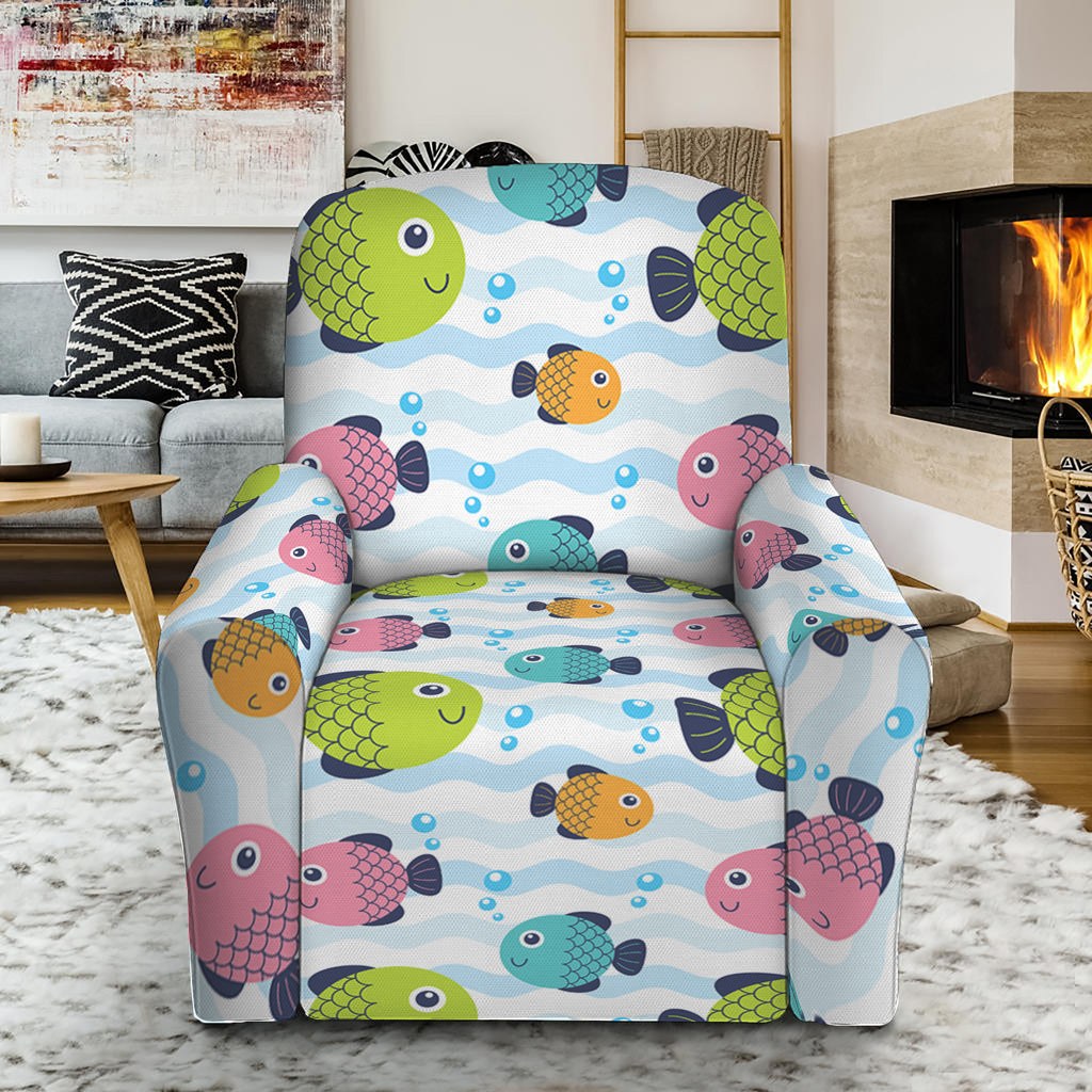 Cartoon Fish Pattern Print Recliner Slipcover