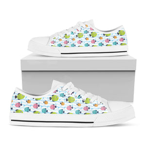 Cartoon Fish Pattern Print White Low Top Shoes