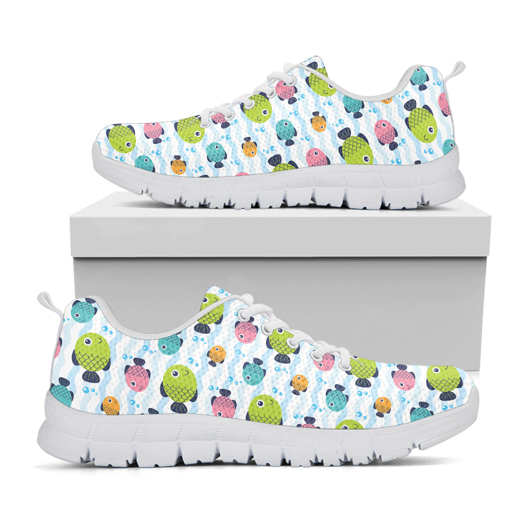 Cartoon Fish Pattern Print White Sneakers