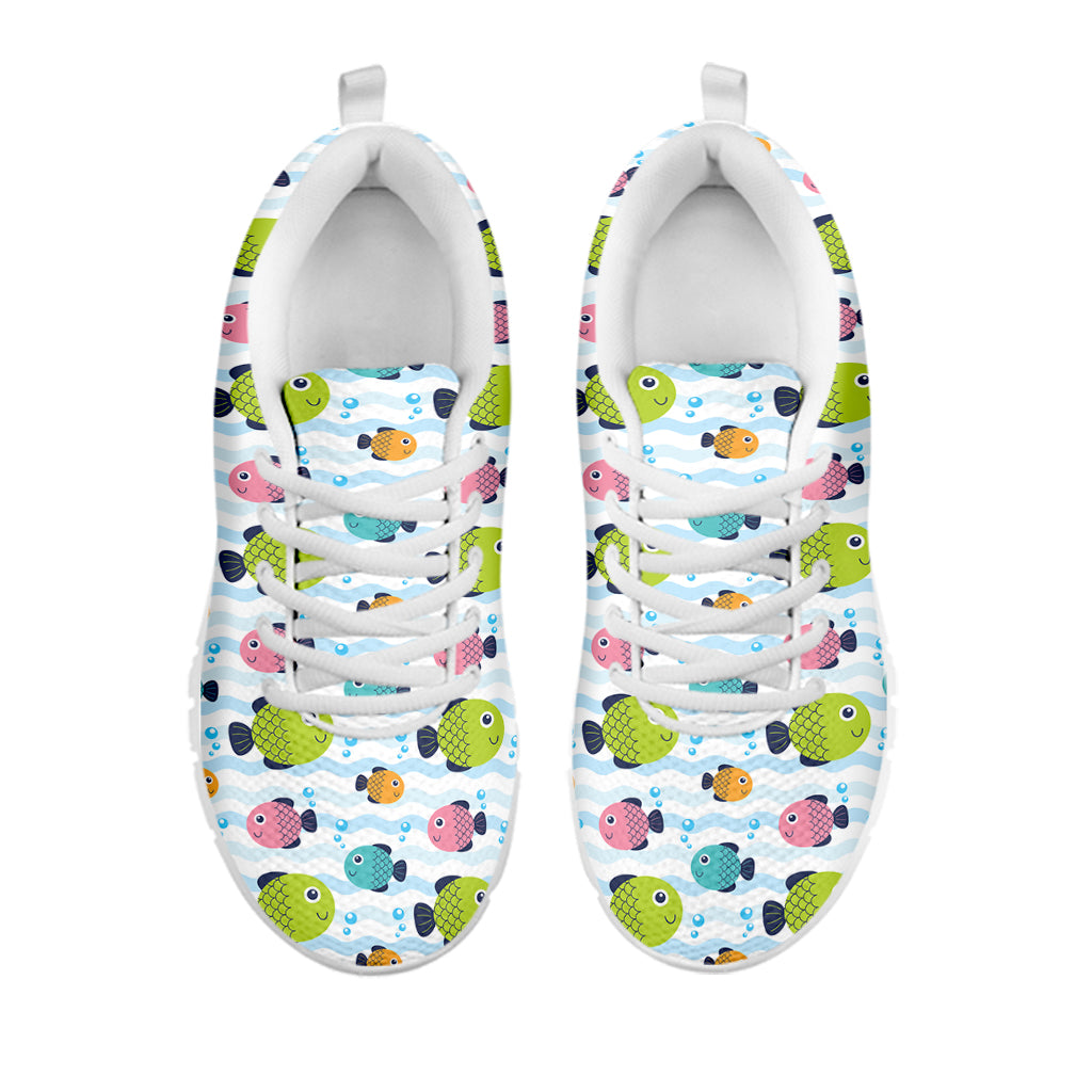 Cartoon Fish Pattern Print White Sneakers