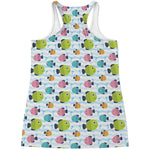 Cartoon Fish Pattern Print Women's Racerback Tank Top