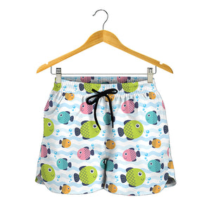 Cartoon Fish Pattern Print Women's Shorts