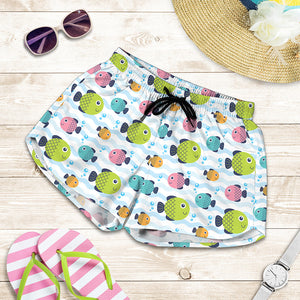 Cartoon Fish Pattern Print Women's Shorts