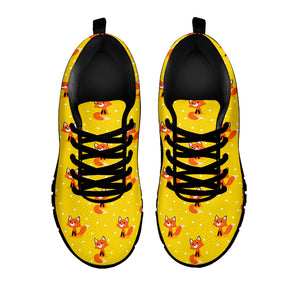 Cartoon Fox Pattern Print Black Sneakers