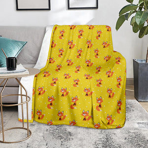 Cartoon Fox Pattern Print Blanket