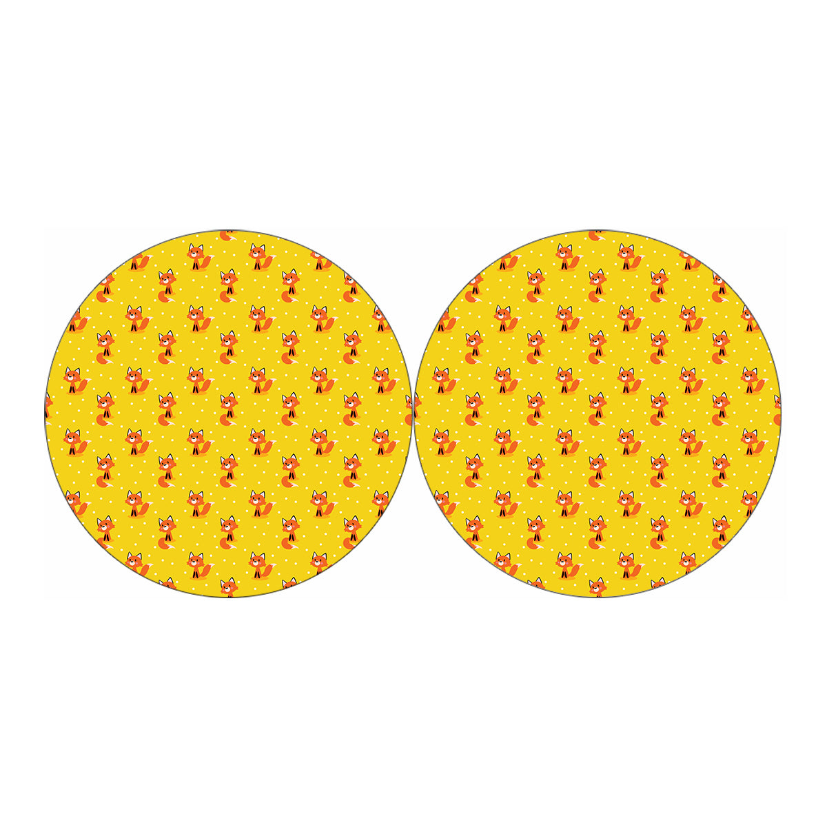 Cartoon Fox Pattern Print Car Coasters