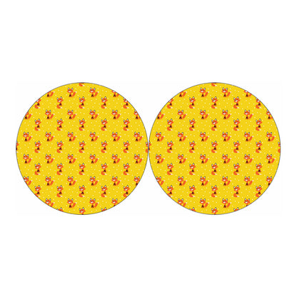 Cartoon Fox Pattern Print Car Coasters