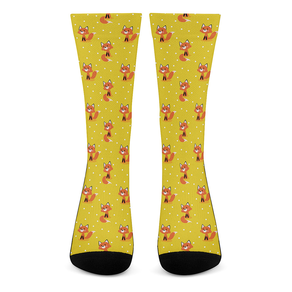 Cartoon Fox Pattern Print Crew Socks