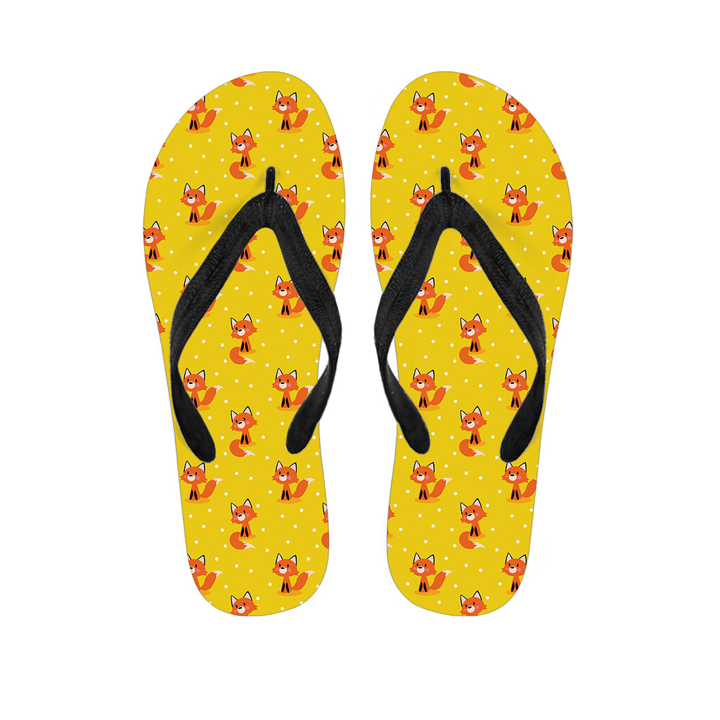 Cartoon Fox Pattern Print Flip Flops