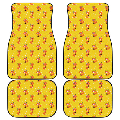 Cartoon Fox Pattern Print Front and Back Car Floor Mats