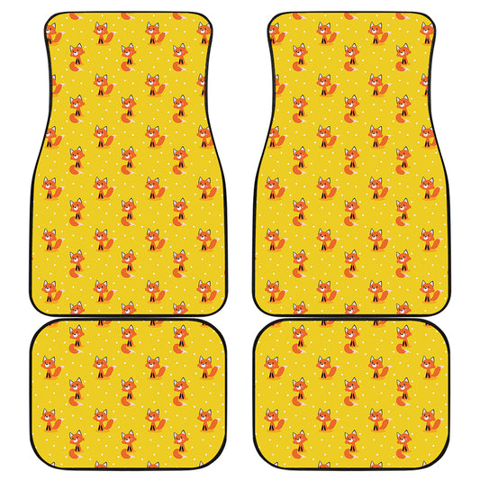 Cartoon Fox Pattern Print Front and Back Car Floor Mats