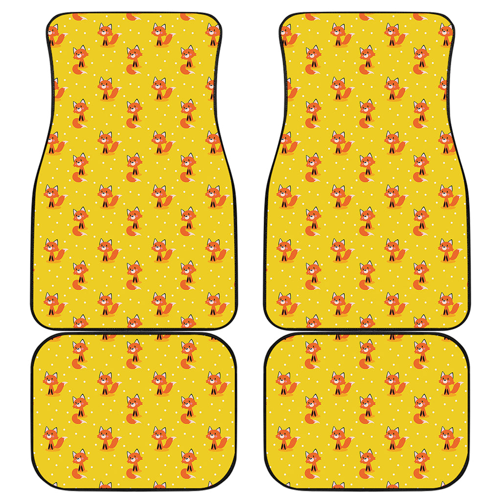 Cartoon Fox Pattern Print Front and Back Car Floor Mats