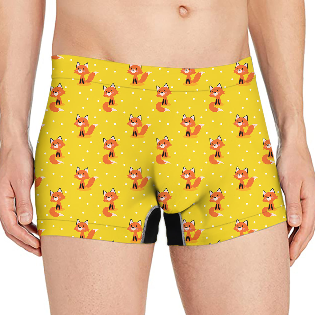 Cartoon Fox Pattern Print Men's Boxer Briefs