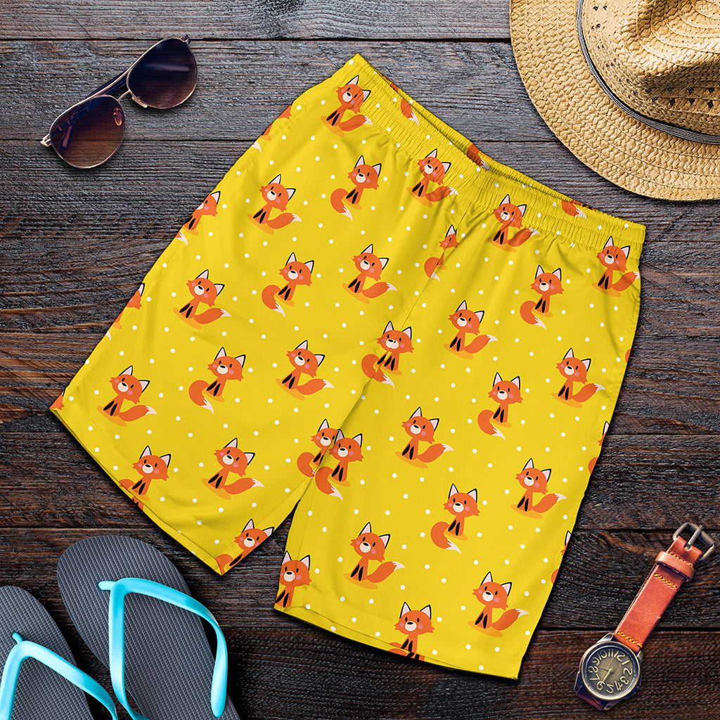 Cartoon Fox Pattern Print Men's Shorts