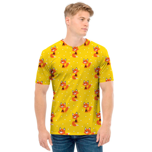 Cartoon Fox Pattern Print Men's T-Shirt