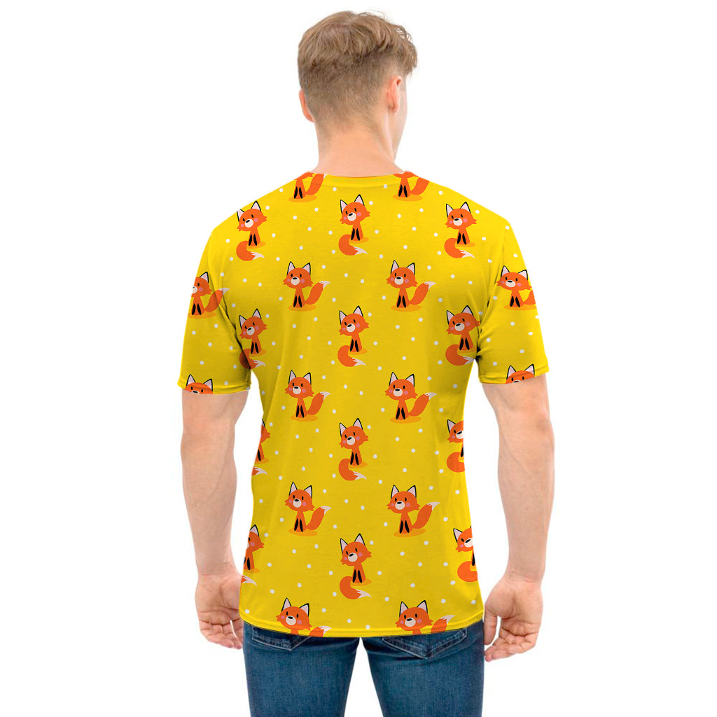 Cartoon Fox Pattern Print Men's T-Shirt