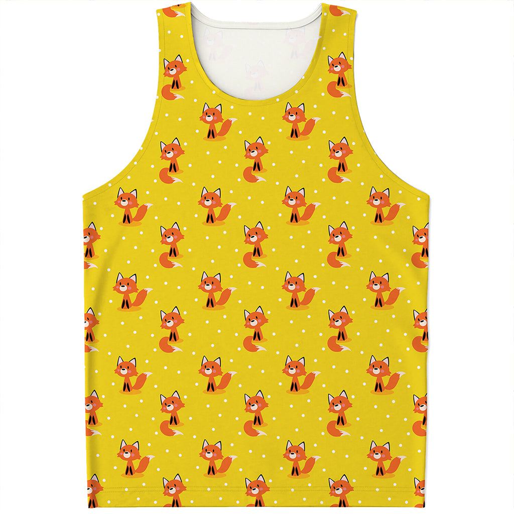 Cartoon Fox Pattern Print Men's Tank Top