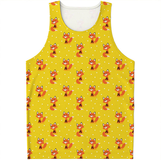 Cartoon Fox Pattern Print Men's Tank Top
