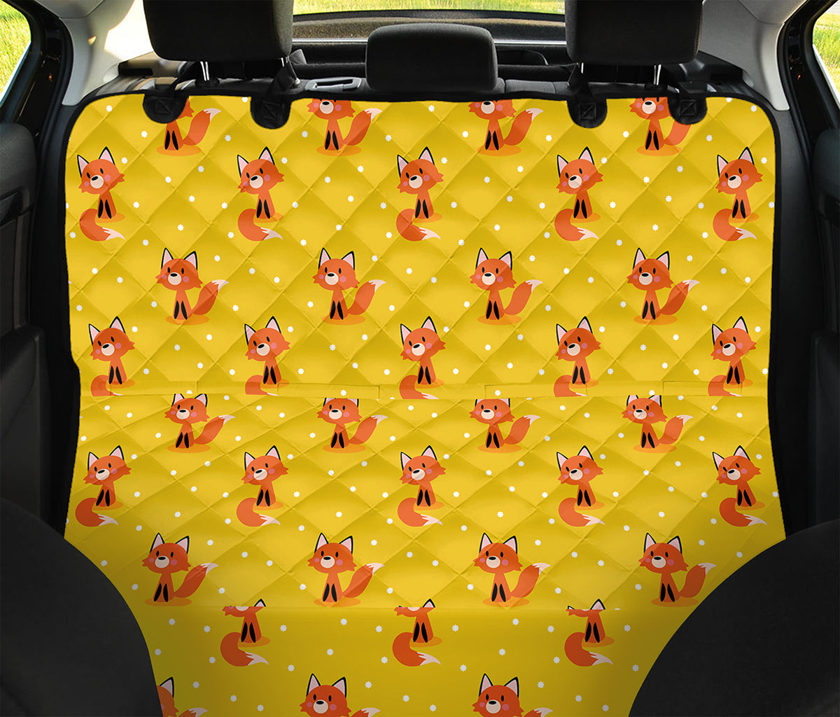 Cartoon Fox Pattern Print Pet Car Back Seat Cover