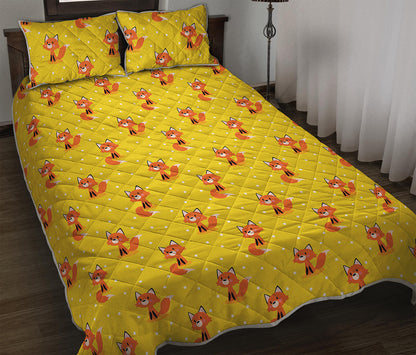 Cartoon Fox Pattern Print Quilt Bed Set