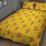 Cartoon Fox Pattern Print Quilt Bed Set