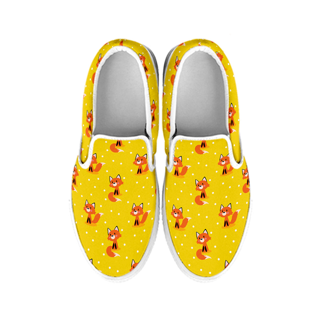 Cartoon Fox Pattern Print White Slip On Shoes