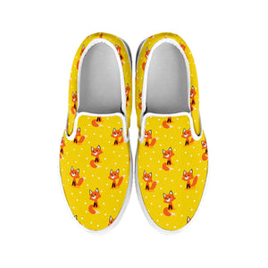 Cartoon Fox Pattern Print White Slip On Shoes