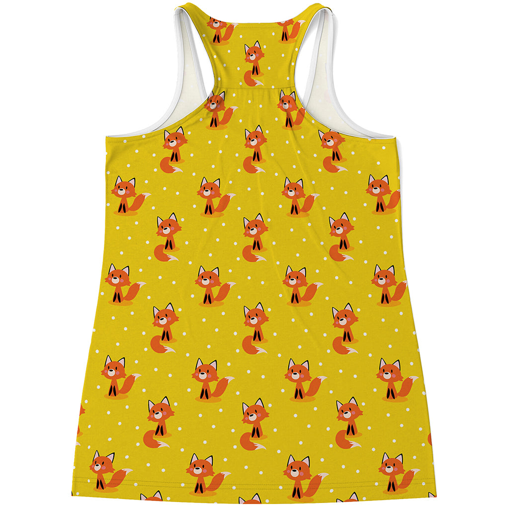 Cartoon Fox Pattern Print Women's Racerback Tank Top