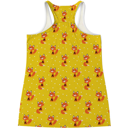 Cartoon Fox Pattern Print Women's Racerback Tank Top