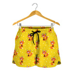 Cartoon Fox Pattern Print Women's Shorts