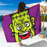 Cartoon Frankenstein Print Beach Sarong Wrap