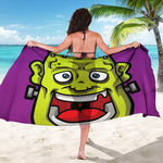 Cartoon Frankenstein Print Beach Sarong Wrap