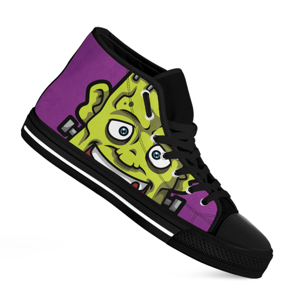 Cartoon Frankenstein Print Black High Top Shoes