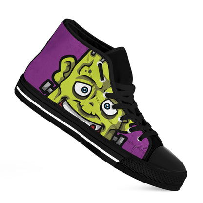Cartoon Frankenstein Print Black High Top Shoes