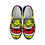 Cartoon Frankenstein Print Black Slip On Shoes