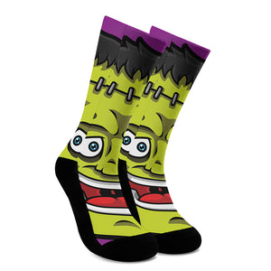 Cartoon Frankenstein Print Crew Socks