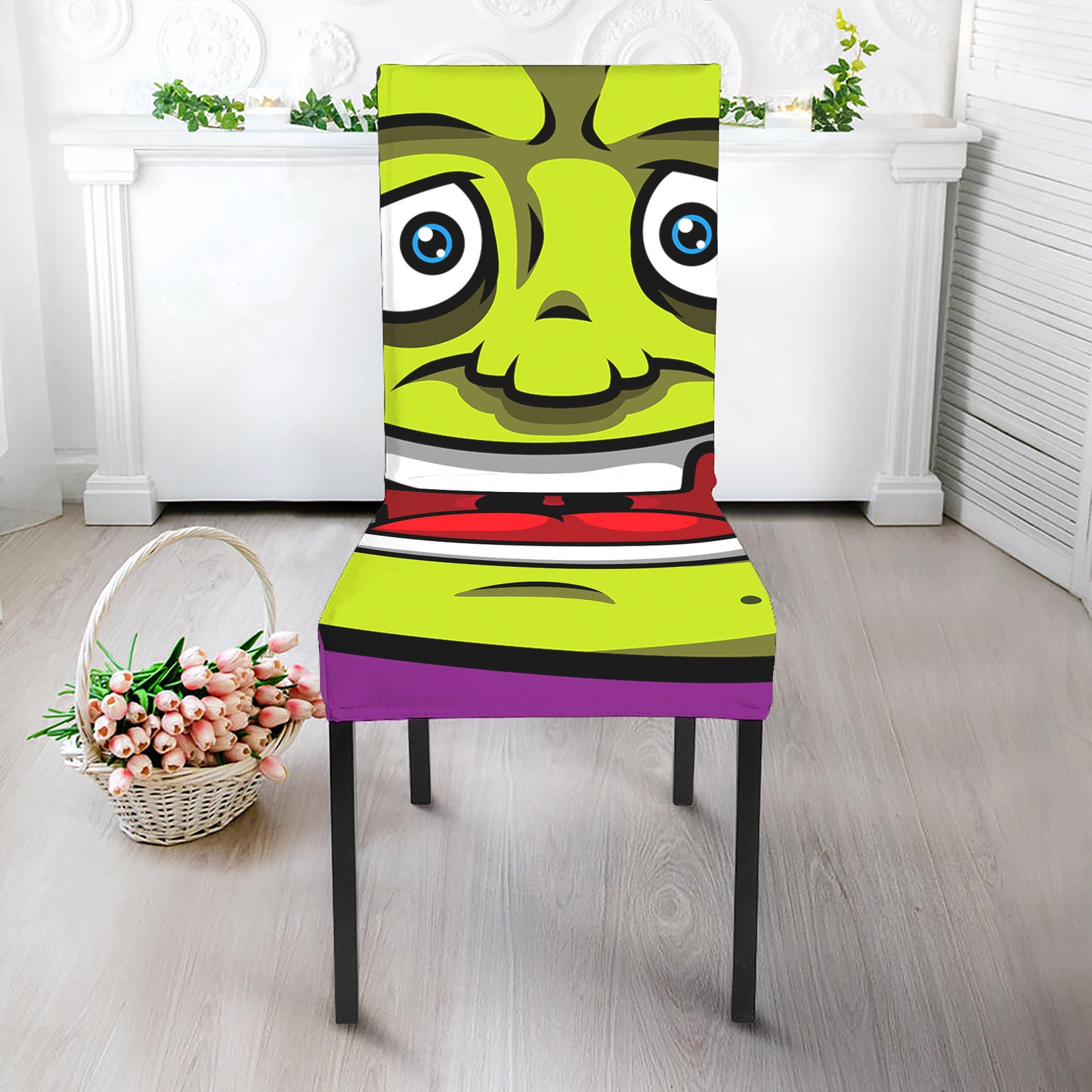 Cartoon Frankenstein Print Dining Chair Slipcover