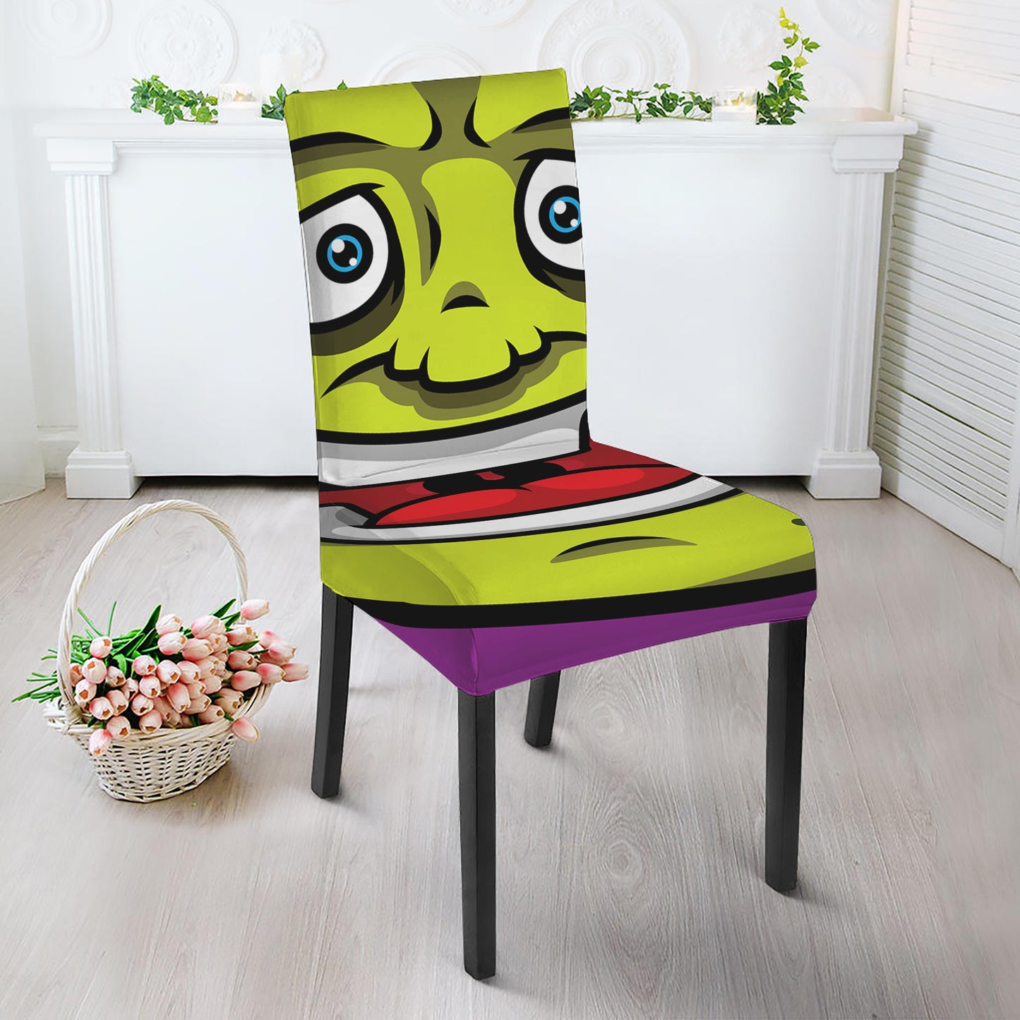 Cartoon Frankenstein Print Dining Chair Slipcover