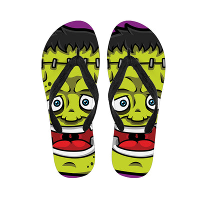 Cartoon Frankenstein Print Flip Flops