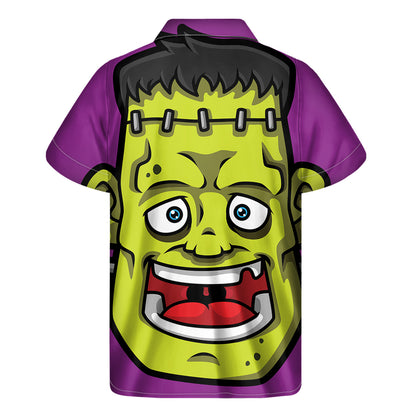 Cartoon Frankenstein Print Men's Short Sleeve Shirt