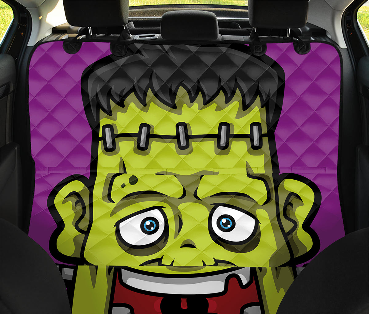 Cartoon Frankenstein Print Pet Car Back Seat Cover