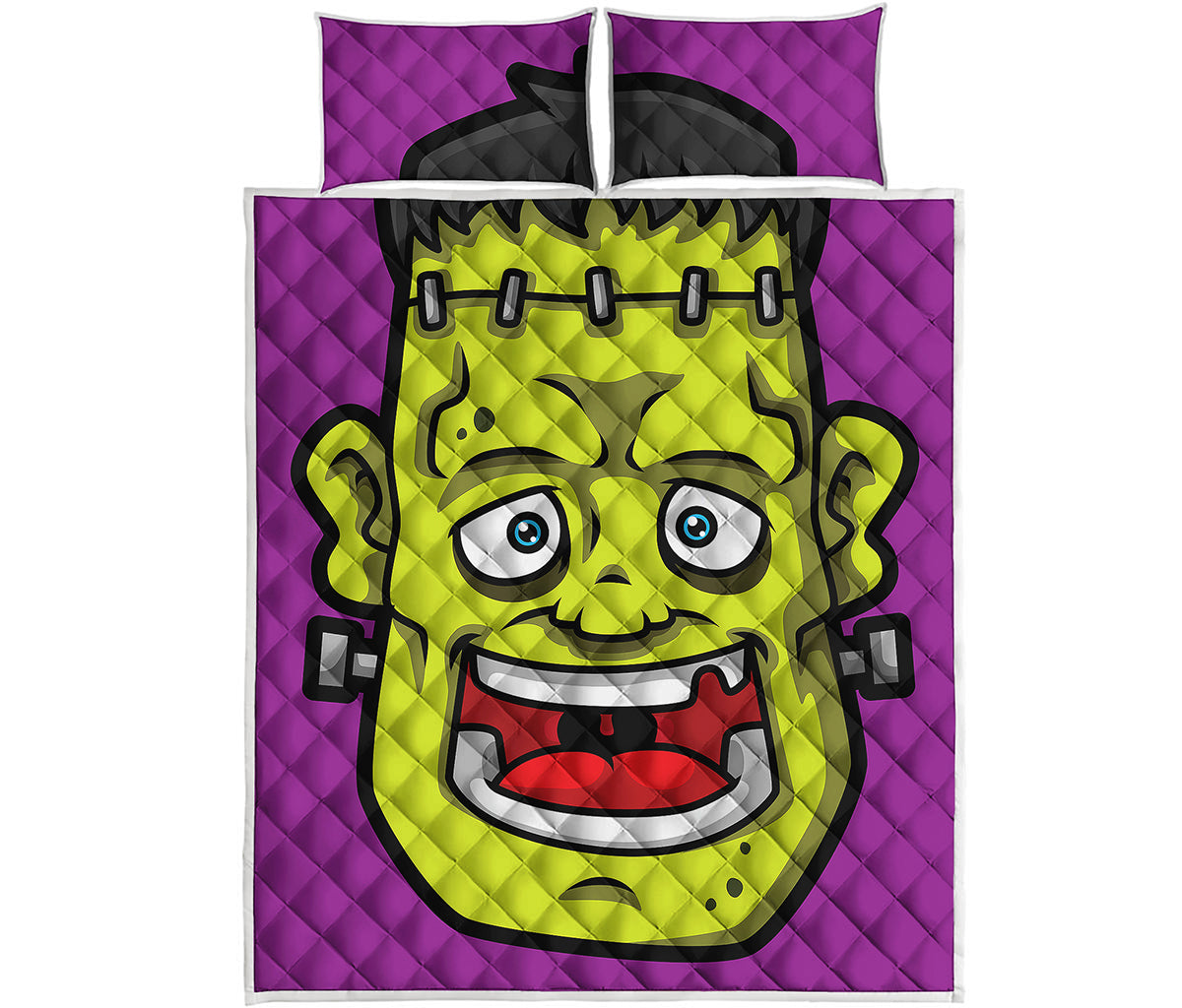 Cartoon Frankenstein Print Quilt Bed Set