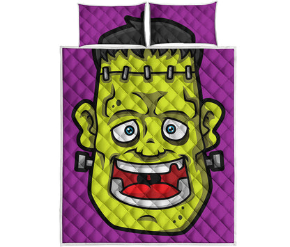Cartoon Frankenstein Print Quilt Bed Set