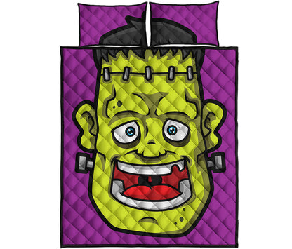 Cartoon Frankenstein Print Quilt Bed Set