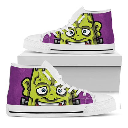 Cartoon Frankenstein Print White High Top Shoes
