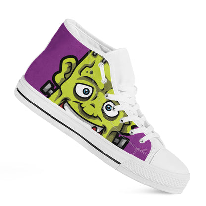 Cartoon Frankenstein Print White High Top Shoes
