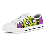 Cartoon Frankenstein Print White Low Top Shoes