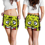 Cartoon Frankenstein Print Women's Shorts