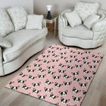 Cartoon French Bulldog Pattern Print Area Rug