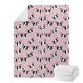 Cartoon French Bulldog Pattern Print Blanket